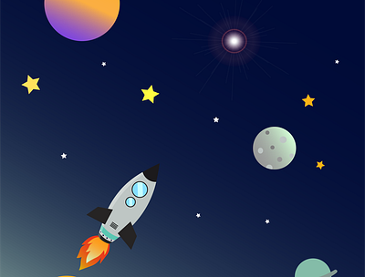 space n roket design flatdesign illustration