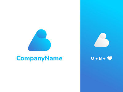 Letters O, B and a love shape blue brand identity branding clean creative design gradient illustration letter logo logotype love sea shape ui ux vector water white