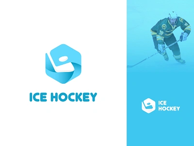 Ice Hockey Logo blue brand identity branding clean creative design gradient graphic design hockey ice icehockey icehockeylogo illustration logo snow sport ui ux vector white