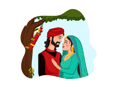 Mirza Sahiba Illustration cute couple indian cartoon indian couple indian people mirza mirza sahiba people sahiba vector couple vector illustration