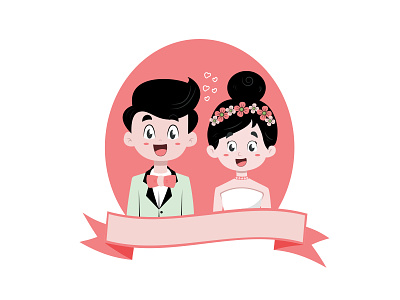 Bride Groom Illustration bride groom cartoon couple cute cartoon vector vector art vector emoji vector illustration wedding
