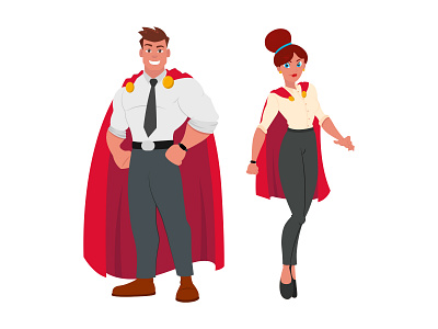 Flat Superheroes Illustration