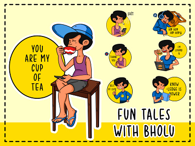 Fun Tales With Bholu Sticker Design