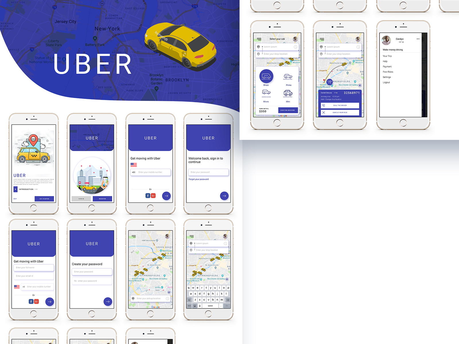 Uber_app by Anwesha Kundu on Dribbble