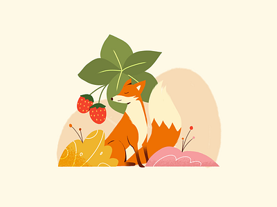 Fox animal design fox fox illustration illustration illustrator photoshop strawberry visual art