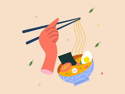 Ramen bowl design digital art food hand illustration illustrator noodles ramen