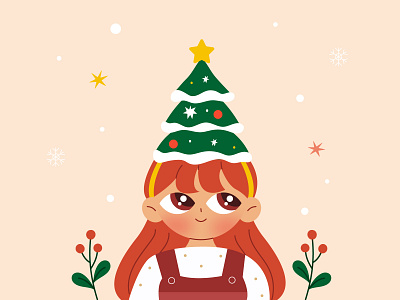 DTIYS | Xmas Girl character character design christmas christmas tree cute art cute girl digital illustration girl holiday illustration illustrator visual art xmas