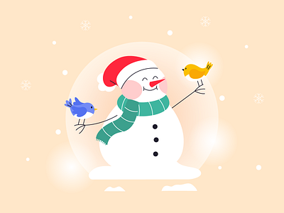 Snowman adobe illustrator birds christmas cute design holiday illustration illustrator santa snow snowman vector vector art winter xmas