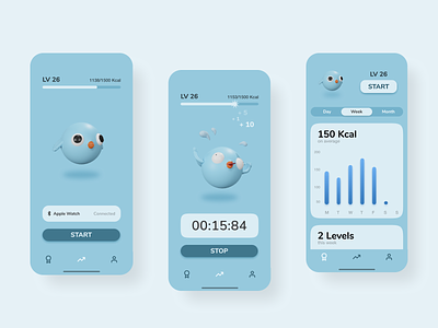 Gamified workout app concept 3d app design figma flat illustration iphone minimal ui ux
