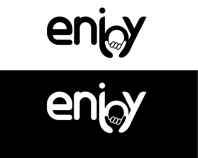 Enjoy Logo black white black and white blackandwhite branding creative logo design enjoy flat graphic design hand illustrator logo logodesign minimal shaka