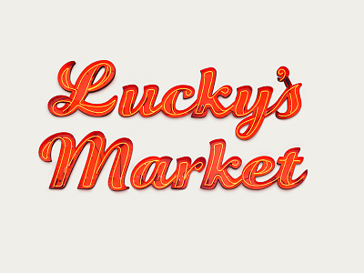 Lucky's Market Wordmark / Neon neon script wordmark