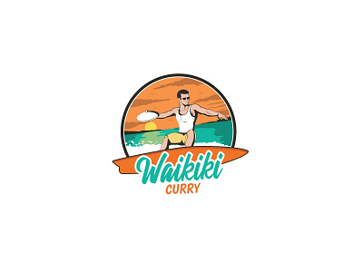 Aloha! Waikiki surfing + Indian Curry. Our culinary paradise nee illustration logo logo design logodesign logos photoshop