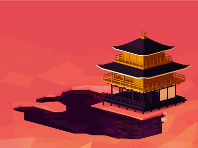 Kinkakuji (Animated GIF) 3d animated bamboo gif golden japan kinkakuji kyoto pavillion temple