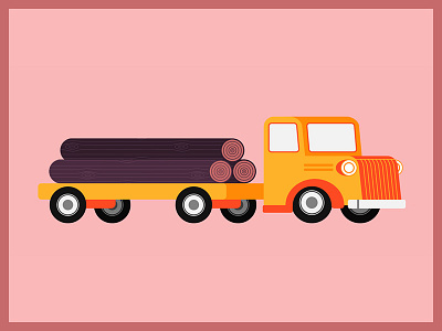 Log Truck animation illustration log logs lorry trees truck vector