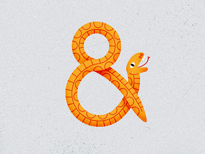 Ampersand snake ampersand and animal hiss lettering orange shape slither snake