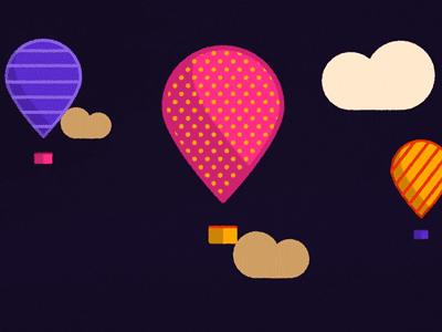 Sky to the Ground animated animation basketball clouds falling flower gif hot air balloon