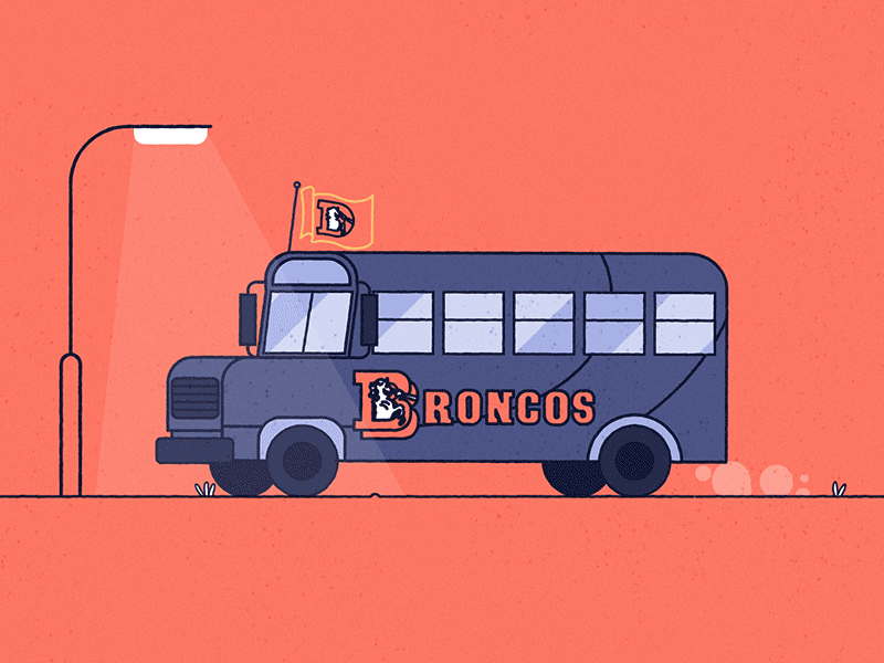 Broncos Bus animation bus denver broncos driving flag illustration lights loop red miller super bowl team vehicle