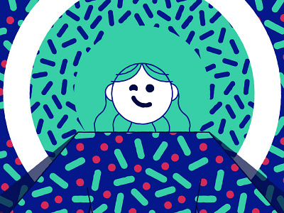 Winky wink wink character girl illustration patterns rebrand vibrant winking
