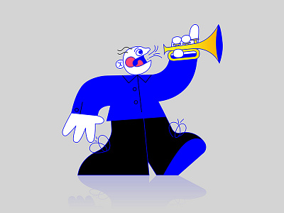 Trumpet dude honk illustration instrument line music musician toot trumpet