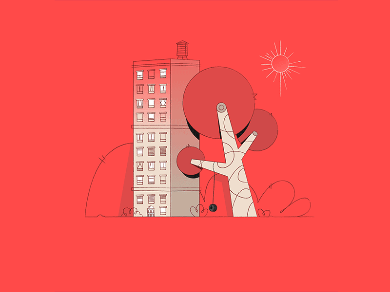 A // 36daysoftype animation apartment illustration loop subtle tree type typography
