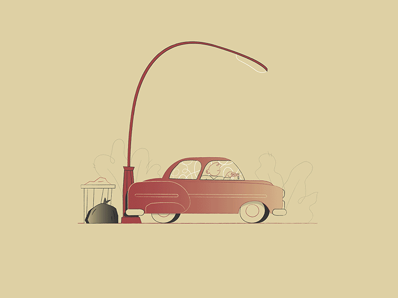 C // 36daysoftype animation car garbage illustration lamp post loop smoking subtle type typography