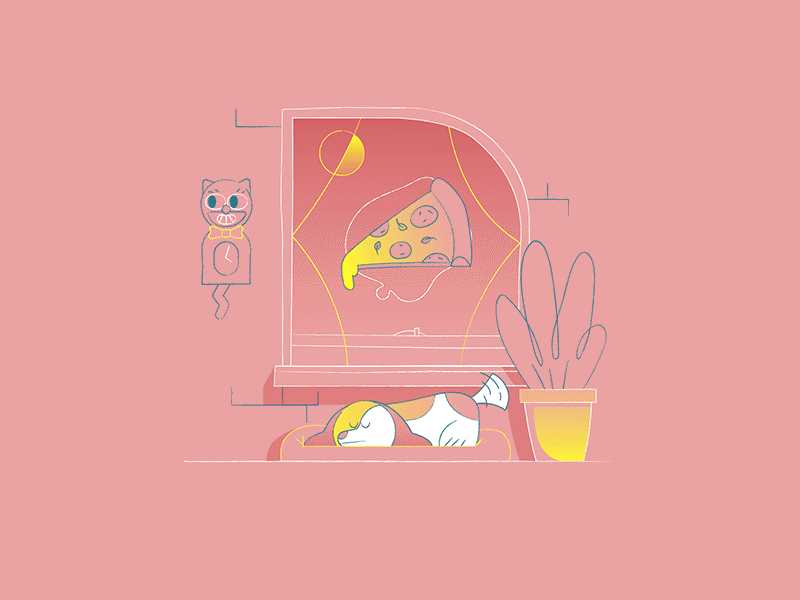D // 36daysoftype animation cat clock dog doggy illustration loop pizza subtle tail type typography