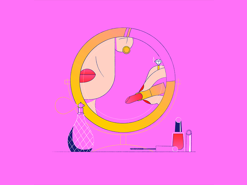 G // 36daysoftype animation diamond illustration lipstick loop makeup mirror perfume pink subtle type typography