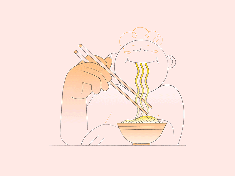 n // 36daysoftype animation bowl chopsticks eating food illustration loop noodles ramen type typography