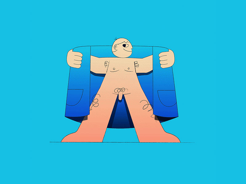 X // 36daysoftype animation character coat illustration loop nude nudity penis subtle type typography xrated