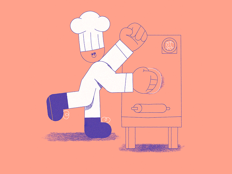 Tasty! animation chef cooking dough illustration kneading pizza sausage