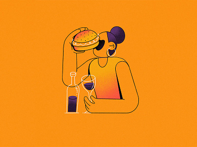 B - Bingeing // 36daysoftype 2019 36daysoftype b burger character food food and drink illustration letter logotype orange wine