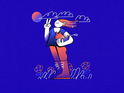 F - Friends // 36daysoftype 2019 36daysoftype blue character dog dogs female illustration lady nature puppy type woman