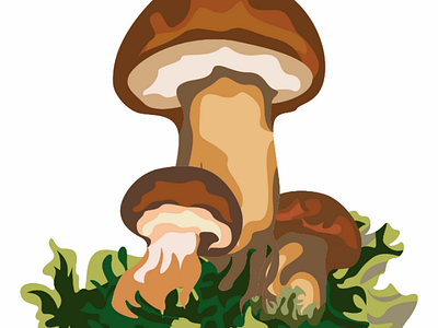 Brown mushroom plants with green grass 🍄 ai beautiful brown design flower fresh graphic grass green illustration leaves mushroom natural vector