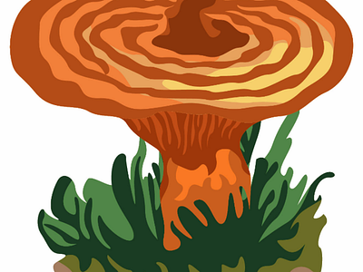 Orange mushroom plant with green grass 🍄 ai beautiful design flower fresh graphic grass green illustration leaves mushroom natural orange vector