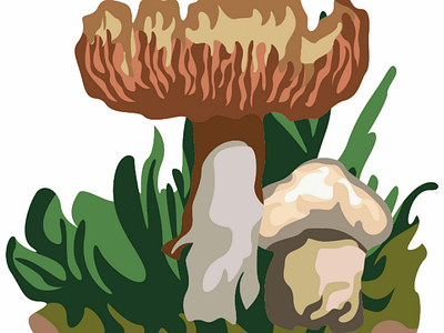 Brown mushroom plant with green grass 🍄