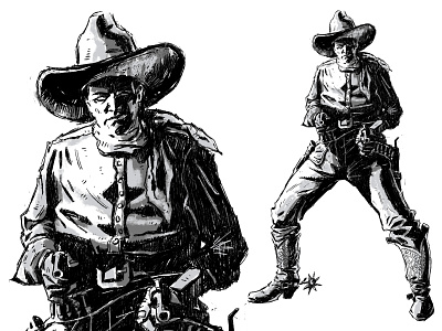 First cowboy gun illustration revolver