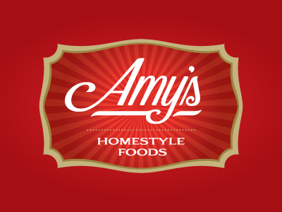 Amy's Homesstyle Foods brand design food gentle homestle identity logo red sausage type typeface typography