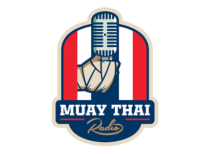 Muay Thai Radio boxing fighting fits icon logo microphone mma punch radio retro sport thailand