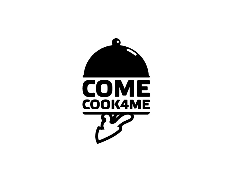 Come Cook 4 Me logo food icon mark typography soft welcoming character
