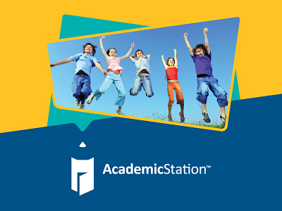 Academic Station action child education iconic kid logo type