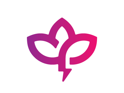 High Energy Fusion Yoga energy flower icon lightening logo lotus stem