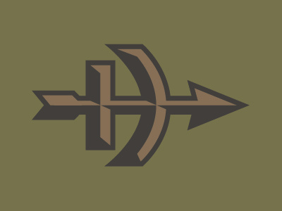 Hunter arrow beveled bow chiseled hunt hunter icon logo mark type typography weapon