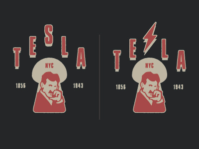 Nikola Tesla type typography design logo retro electricity lightning bolt tesla nikola tesla