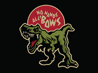 No Hands, All ‘Bows dino dinosaurs reptile trex tshirt vintage