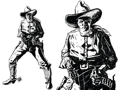 2 Shots... cowboy drawign gun guns illustration revolver sketch