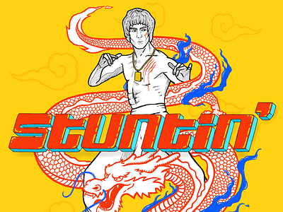 Bruce Stuntin' Lee bruce lee chinese chinese dragon drawing handlettering illustration lettering procreate typography