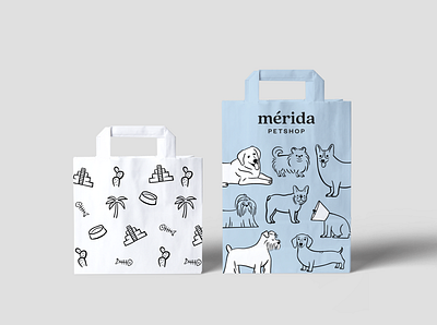 Mérida Petshop Paper Bag branding cat dog illustration paper bag pets petshop