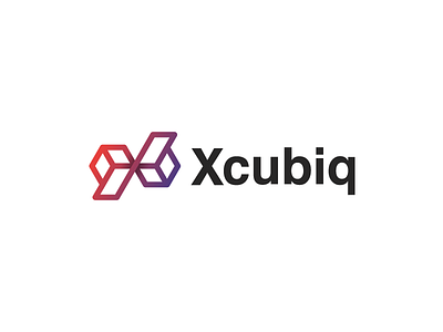 Xcuiq brand cube gradient logo mark x