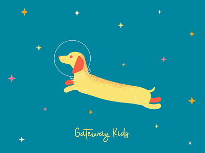 GWK brand dachshund dog illustration kids space