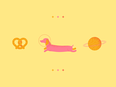 GWK dachshund dog illustration planet pretzel space starts